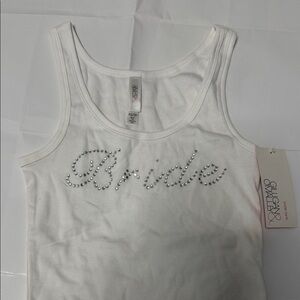 White Bride Tank Top with Rhinestones